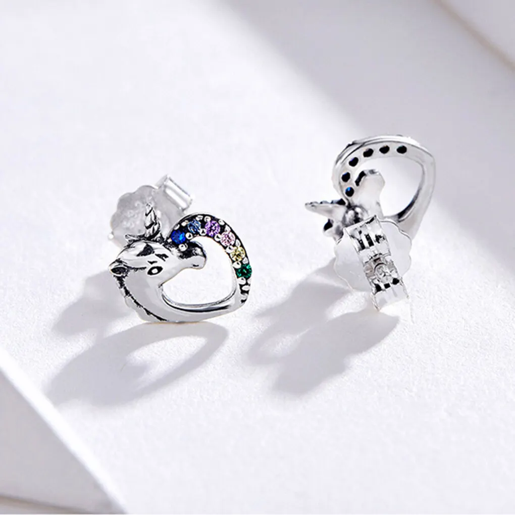 1 Pair Women Cartoon Animal Ear Rings Girl Evening Party Earrings Korean Style Zircon Ear Studs