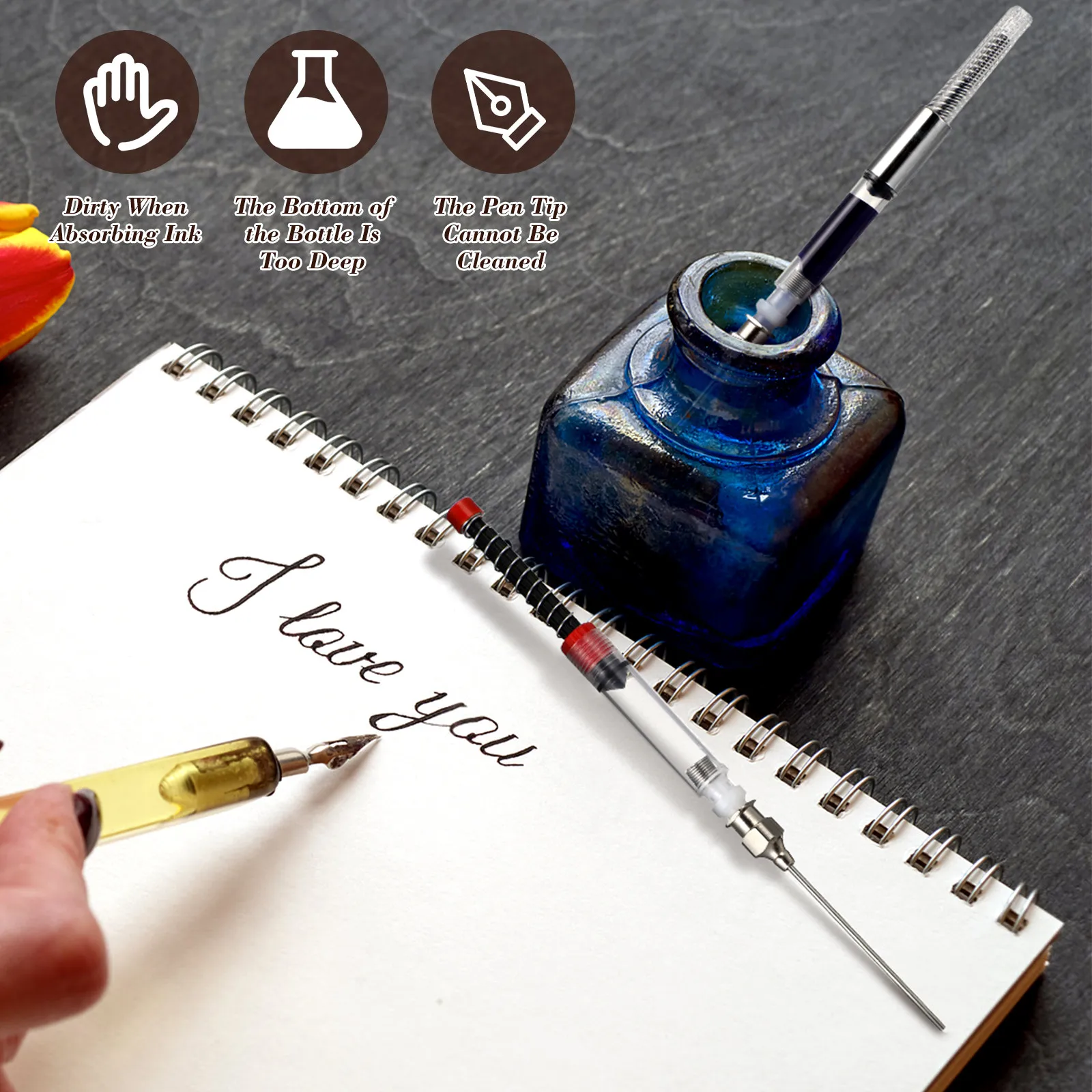 

Набор из 3 универсальных пружинных конвертеров-поглотителей чернил для перьевых ручек, легкий инструмент для простого заправления чернил, помощник для заправки чернил в школе