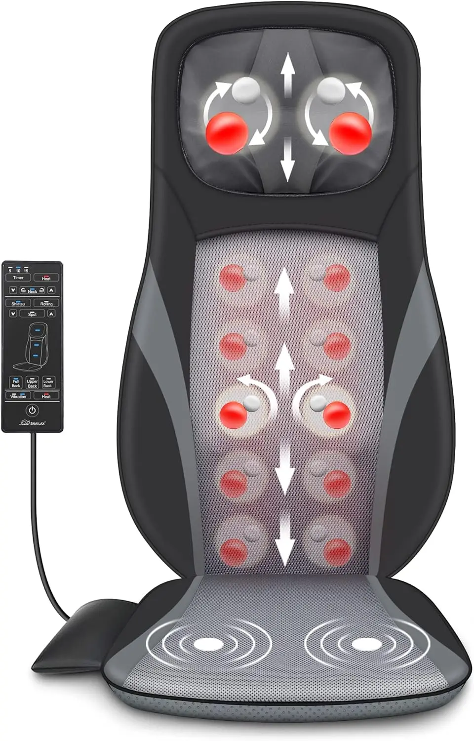 Shiatsu Back Massager with Heat -Deep Kneading Massage Chair Pad with Adjustable Intensity, Shiatsu Chair Massager