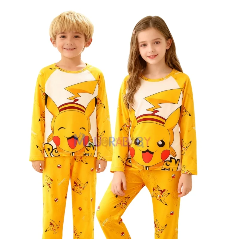 

Детский пижамный комплект с героями мультфильмов, весенне-осенние штаны с длинными рукавами, пуловер для мальчиков и девочек, комплект домашней одежды из двух предметов, одежда для сна