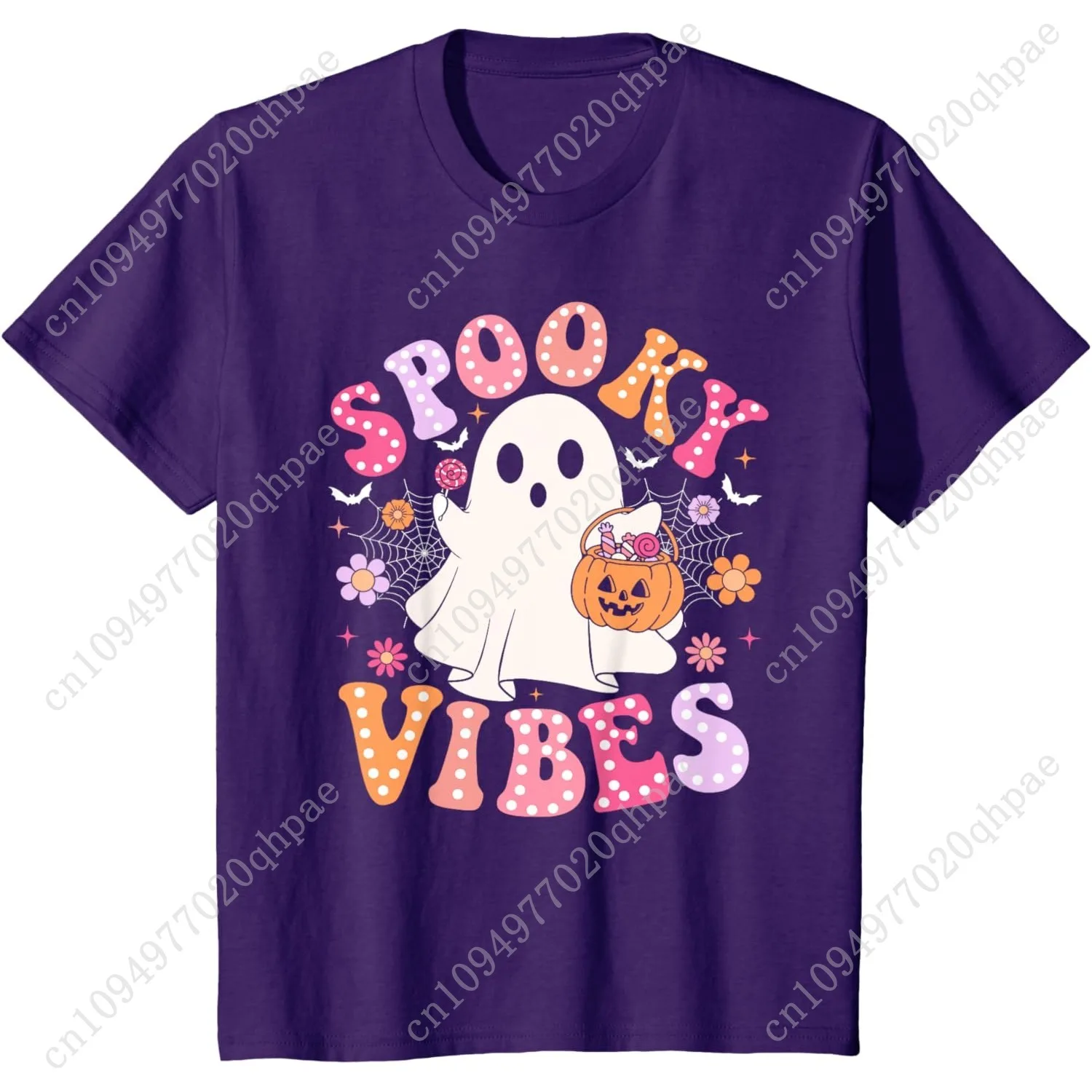 Spooky Vibes Ghost Retro Groovy Halloween Donna Ragazza T-shirt per bambini