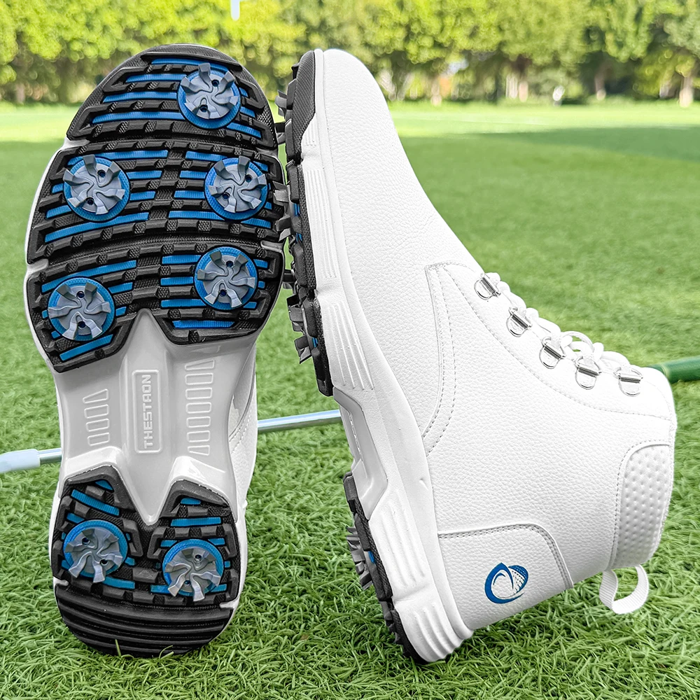 High-top Spiked Men Golf Shoes Waterproof Microfiber Anti-collision Toe Outdoor Competition Sports Sneakers size 39-49