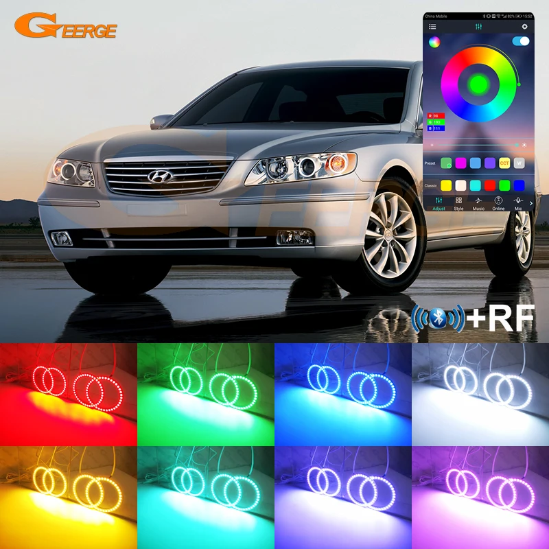 

Для Hyundai Grandeur TG azera RF remote Bluetooth-совместимое приложение многоцветный ультра яркий RGB комплект светодиодов «глаза ангела» halo rings