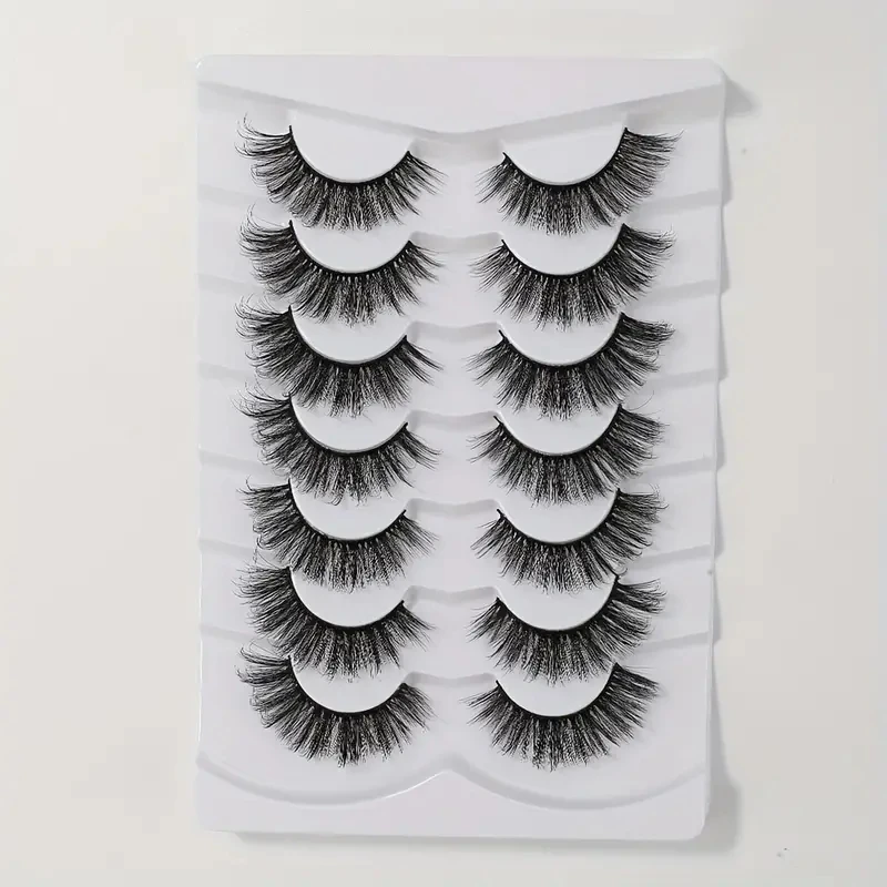 7 paar mango natuurlijke uitstraling pluizige 3D streep valse wimpers ultralicht, D-roll wimperverlengingseffect