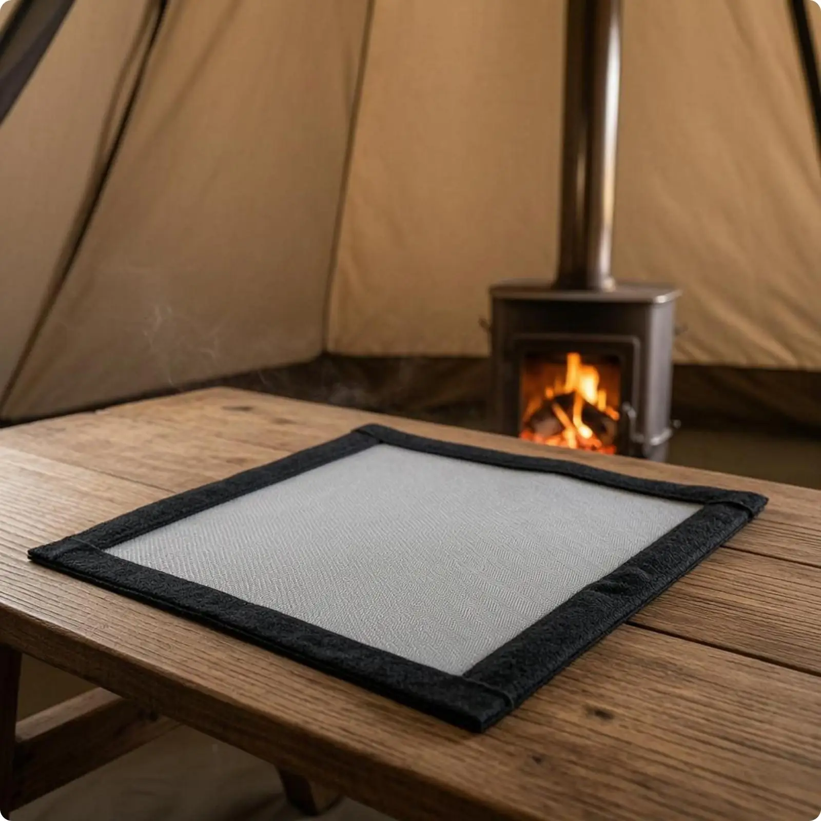 Tent Stove Jack Reinforced Border Fiberglass Stove Jack Panel Mesh Center