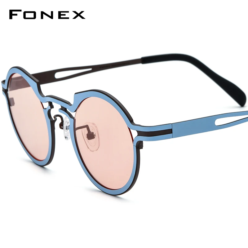 

FONEX Titanium Sunglasses Women 2024 New Retro Vintage UV400 Round Polarized Sun Glasses for Men Shades F85835T