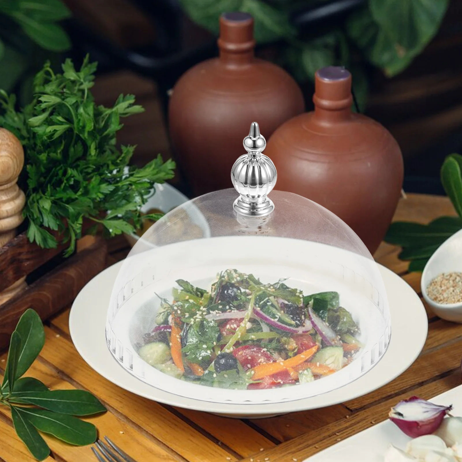 

Clear Plastic Cake Dome Cover Cheese Lid 6.8 Inch Plastic Cloche Food Tent Charcuterie Snack Tray Display Stand Reusable