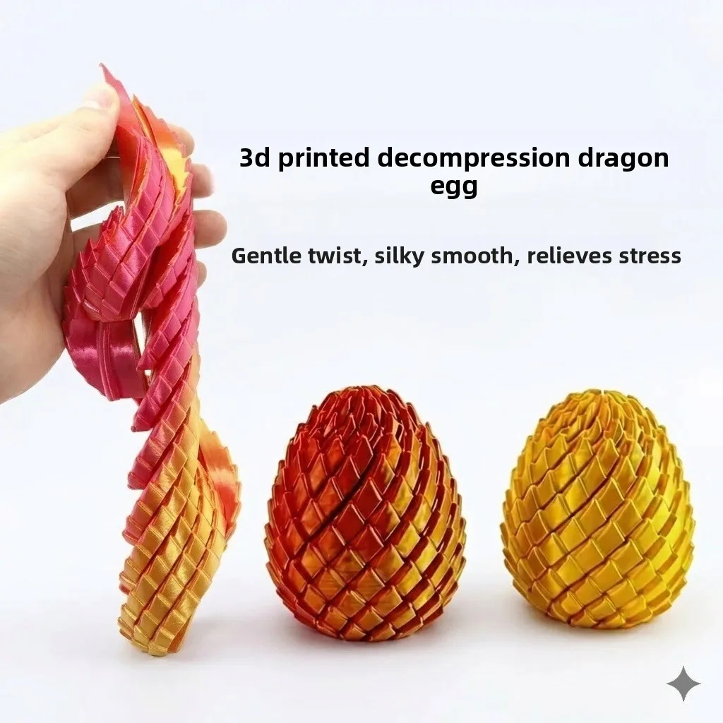 3D‑Printed Twisty Fidget Dragon Egg, Stress‑Relief Dragon Egg with Dragon Scales  2‑piece set