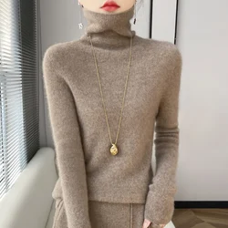 2024 Autumn Winter Cashmere sweater Women Solid Turtleneck Cashmere Sweater Casual Cashmere Sweater Women