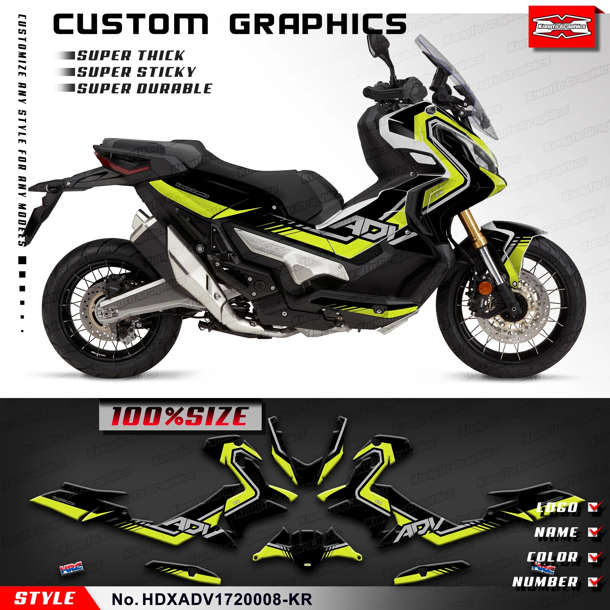 KUNGFU GRAPHICS Custom Stickers Decorative Wrapping for Honda X-ADV 750 X ADV 2017 2018 2019 2020, HDXADV1720008-KR