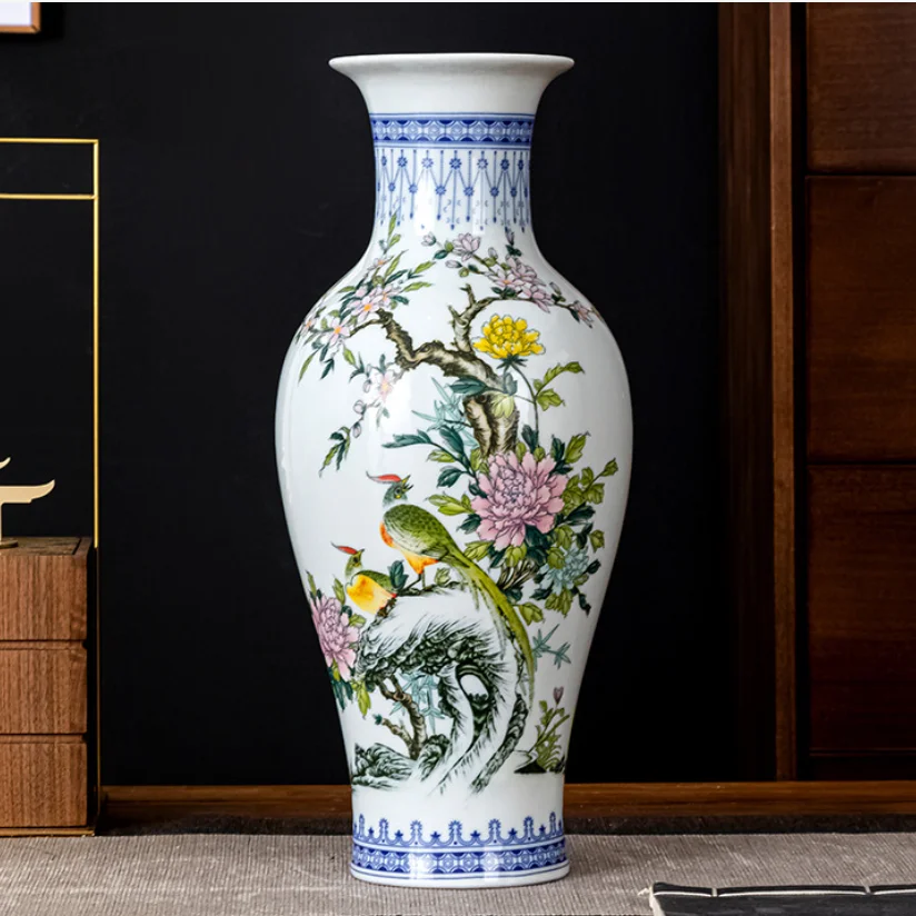 

New Chinese style Jingdezhen ceramic vase living room decoration, hydroponic flower arrangement, blue and white porcelain decora