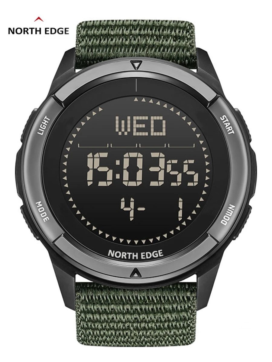 

NORTH EDGE ALPS Men's Digital Carbon fiber Watch Shock Militray Sports Super Light Outdoor Compass Waterproof 50M Wristwatches