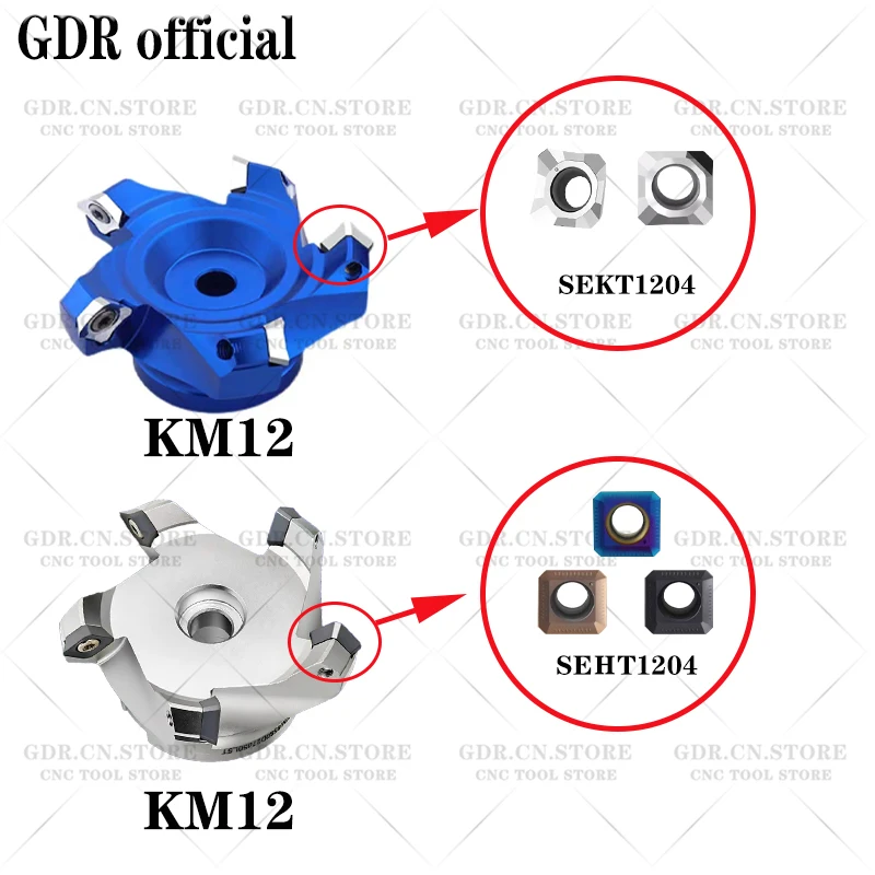 SEKT1204 Insert face milling cutter head KM12 milling cutter head 45 degree square cutter SEHT1204 Insert blade SEHT SEKT 1204