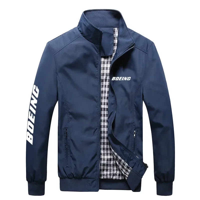 

2025 Plane Pilots Print Boeing Print Spring Autumn Man Coats Jackets Standing Collar Plaid Baseball Jacket Men's Jacket Coats