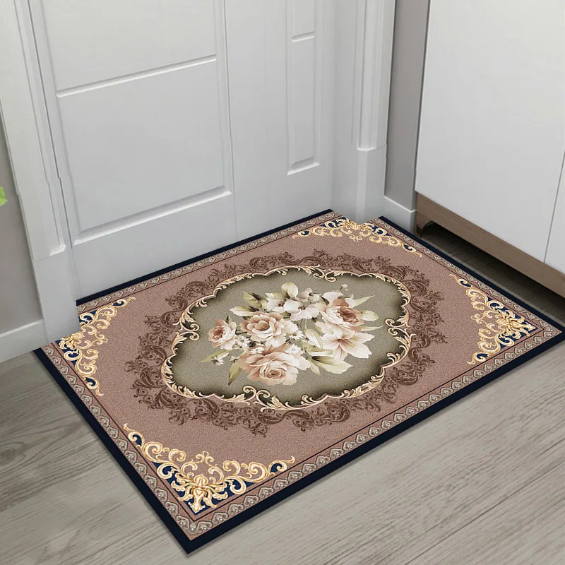 

European Style Entrance Mat Water Absorbent Door Mat Hallway Mat Rectangular Home Decor Rug Non-Slip Door Mat for Bathroom