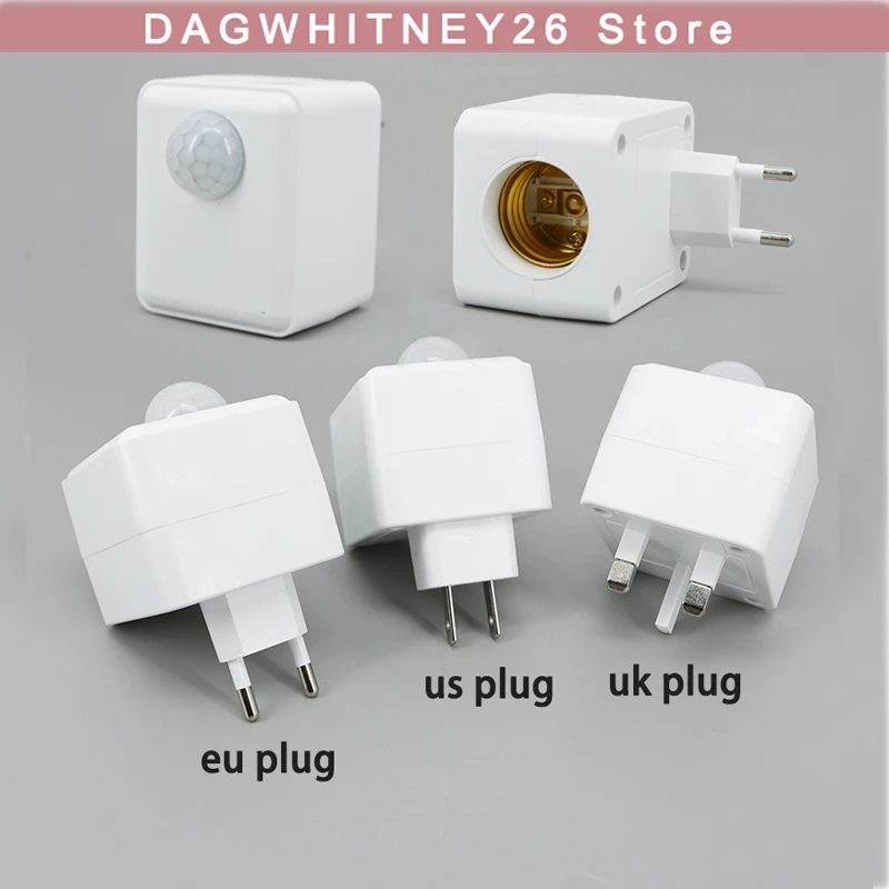 

AC 110v-240V E27 Socket Led Lamp Base Bulb Holder EU US UK Motion Sensor PIR Human Light Adapter Converter Adjustable u