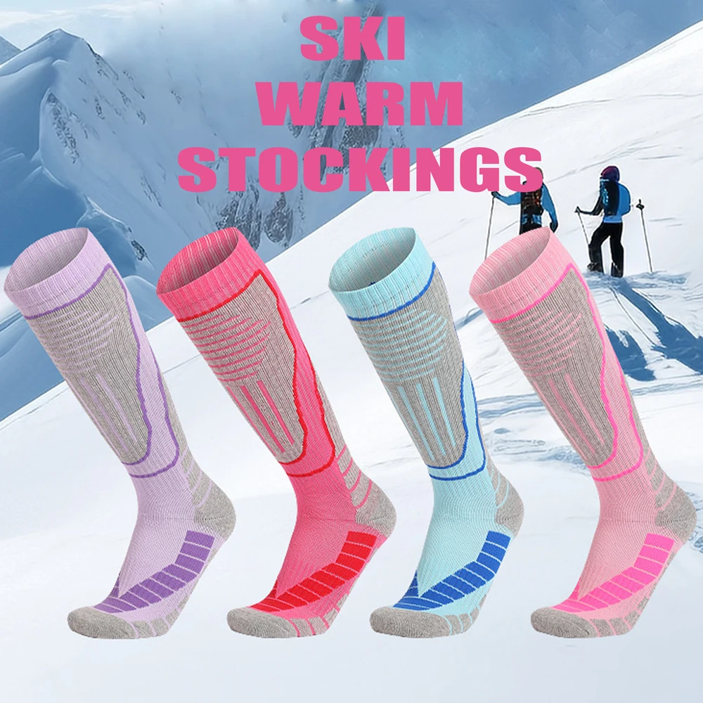 1 Pair Thermal Winter Cotton Women Ski Socks Children Sports Socks Snowboarding Cycling Adult Skiing Thicker Leg Warm