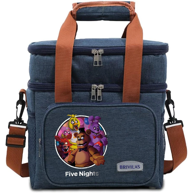 Fnafs طبقة مزدوجة حقيبة الغداء سعة كبيرة مانعة للتسرب حقيبة عزل صبي فتاة أنيمي حقيبة يد موضة الطازجة حفظ حقيبة هدية