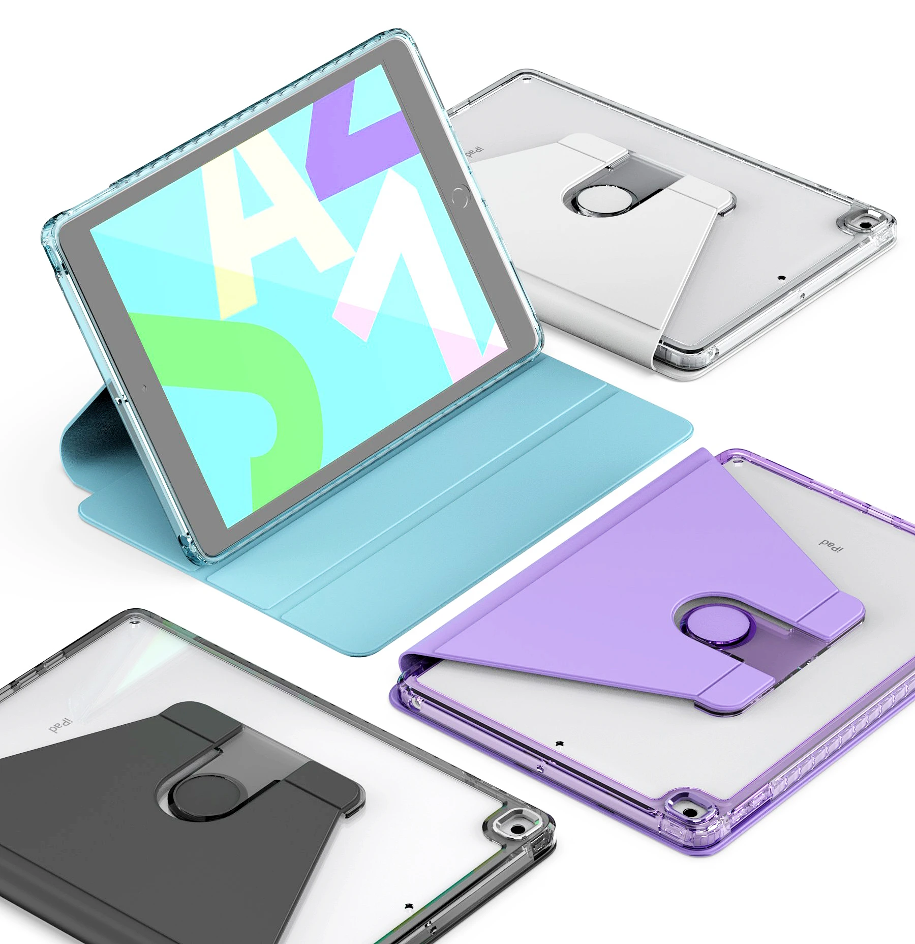 360 Rotation Clear Hard Tablet Case For iPad Air 4 5 6 7 8 9 10th Generation Pro Mini 9.7 10.9 10.2 11 Shockproof Stand Cover 6