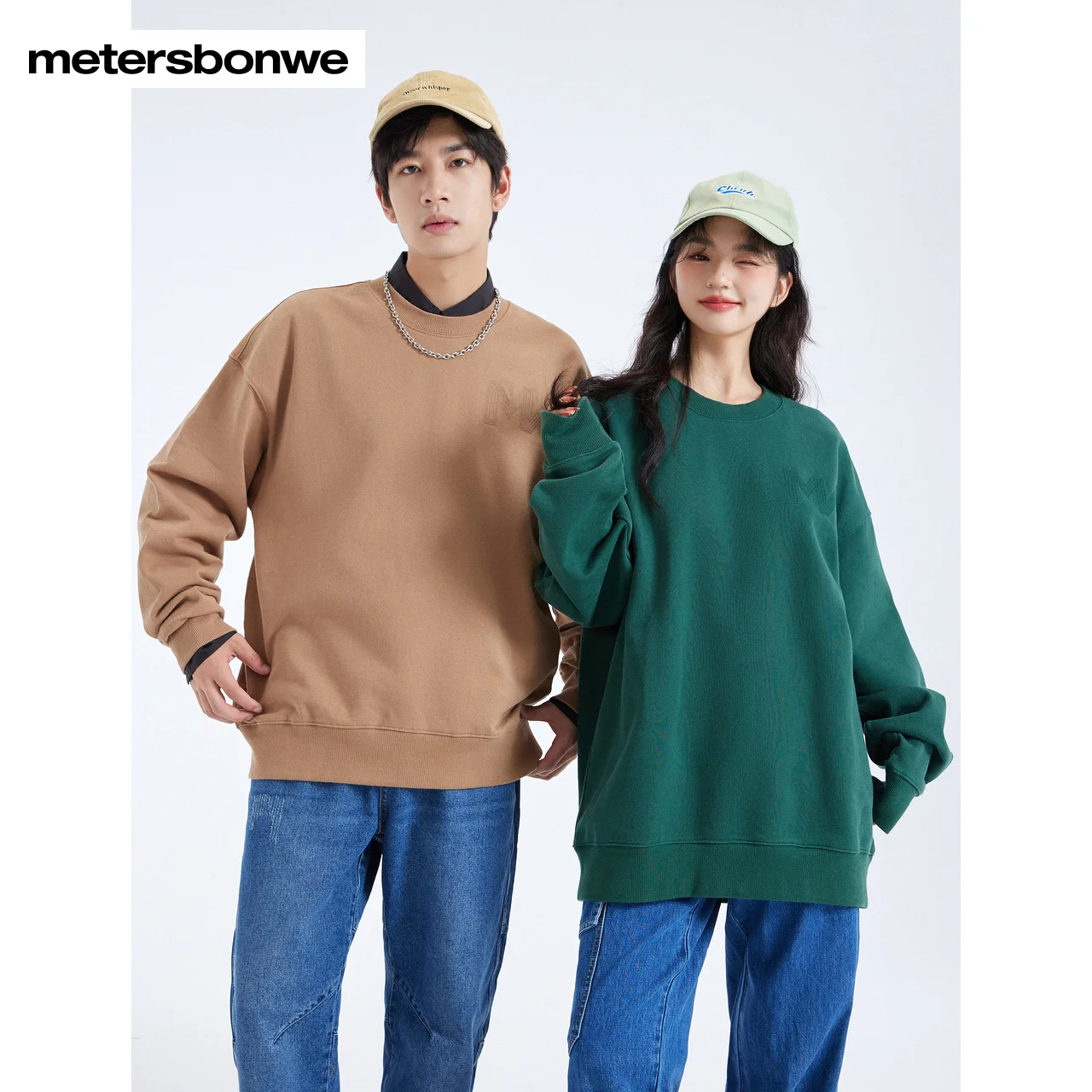 

Metersbonwe Spring Autumn 100Cotton Men and Women Casual Minimalist Sweatshirts Oversize O-Neck Basic Couple Wardrobe Essentials