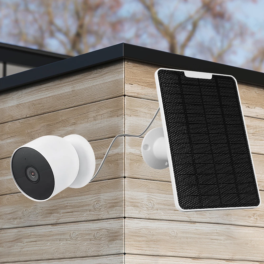 Solar Cells Charger with Rack and Screwdriver Wall Mount Solar Panels 4W 5V 360° Rotation for Google Nest Camera Outdoor Indoor