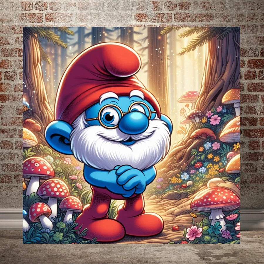 Handmade DIY Smurf Diamond Painting Kit Water Diamond Mushroom Cross Embroidery Diamond Mosaic Home Decoration