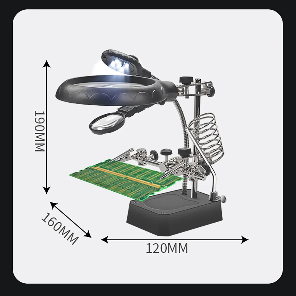 Magnifying Glass With Professional Led Light Electronic Welding Magnifier for Soldering Works Third Hand for Soldering Repair