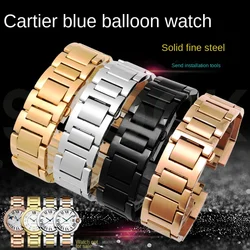 Women men Metal Stainless steel Watchband For Cartier Blue Balloon Watch Strap chain Bracelet 14-8 16-8 18-11mm 20-12mm 22-14mm