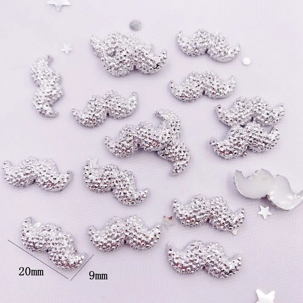 Fai da te 6*17mm / 9*20mm resina argento barba Flatback strass bambino scrapbook/accessori per Applique da sposa sculture SF213