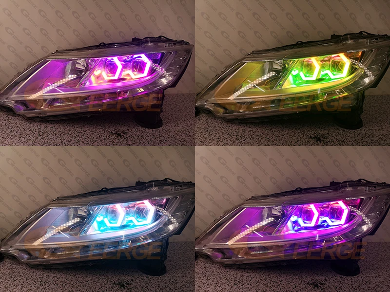 For Honda Odyssey RC RC1 RC2 RC4 Multi Color RGB Led Angel Eyes Hex Halo Rings Dynamic Sequential Revolving Turn Signal Lights