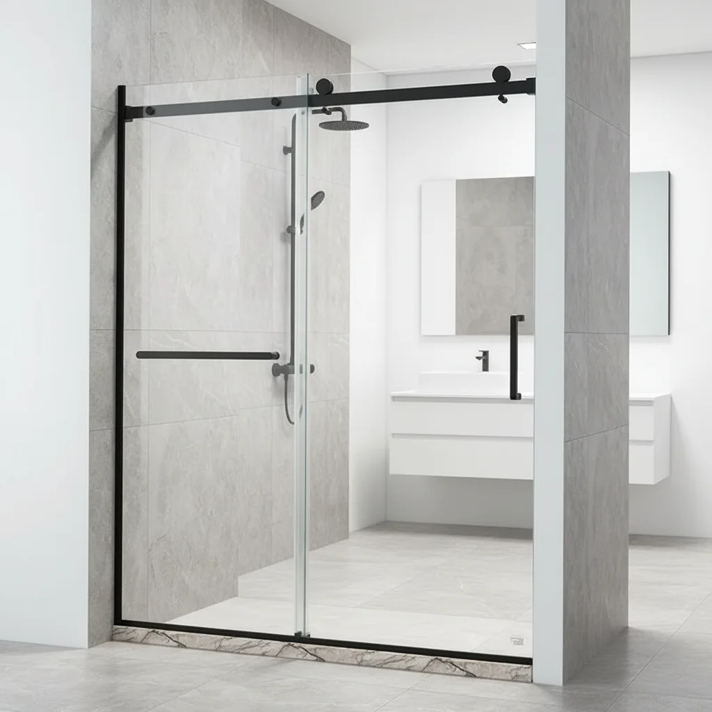 Hotel Shower Screen Sliding with Tempered Glass and Aluminium Frame Frameless Design 8mm Thickness for Home Use
