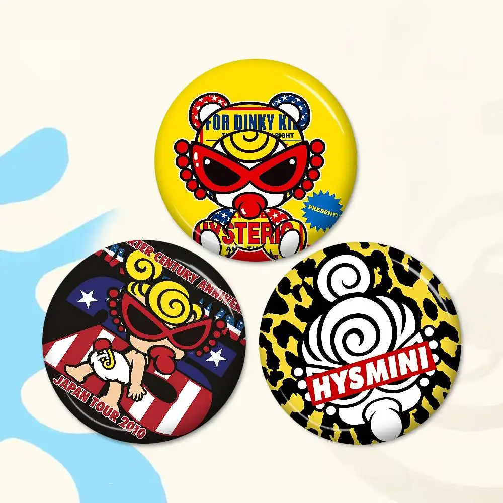 Japan Fashion H-Hysteric M-Mini Tinplate Pin Button Custom Anime Role Old-school Brooch Cartoon Collar Badge Jewelry Gift Fans