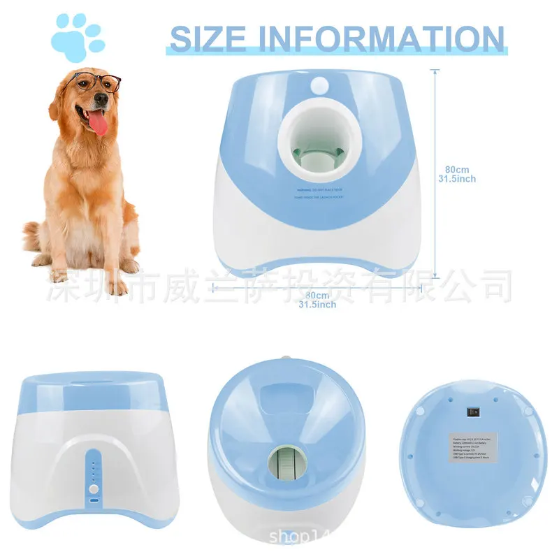 Automatic Ball Launcher Pet Outdoor Toy Tennis Ball Thrower Dog Fetch Machine Interactive Puppy Training Exercise Game Device