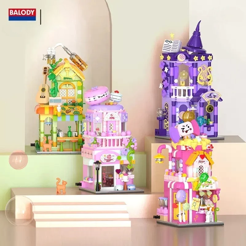 Beiledi Mini Street View Building Blocks, Boys and Girls Assemble Toys, Dreamy Fairy Tale House, Birthday Gift Ornament