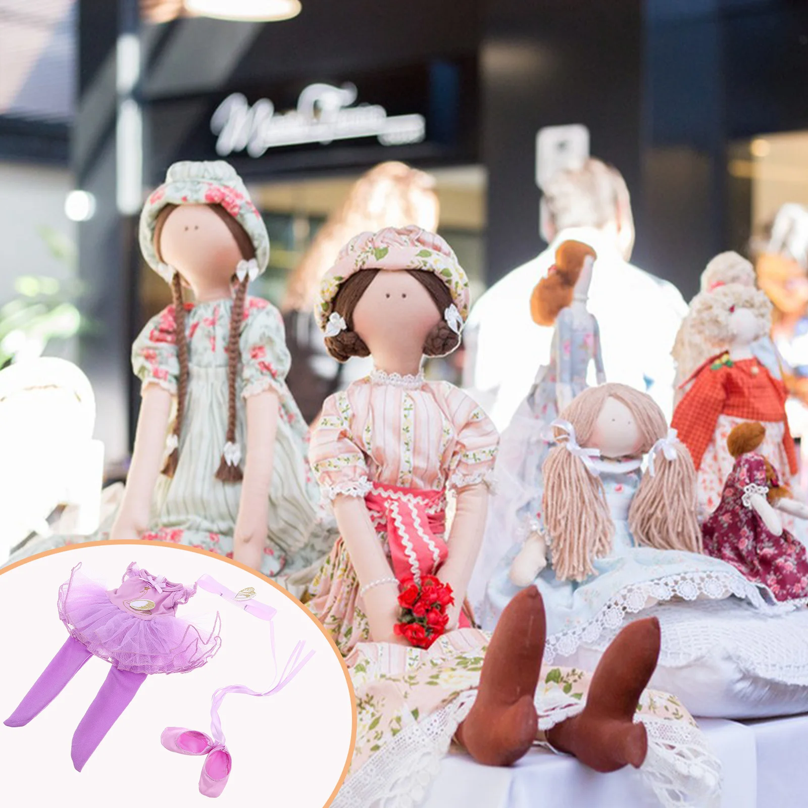 1Set Balletkostuum voor 14 inch roze Tutu Turnpakje Outfit met hoofdband Danskleding Set voor kinderen Rollenspelplezier