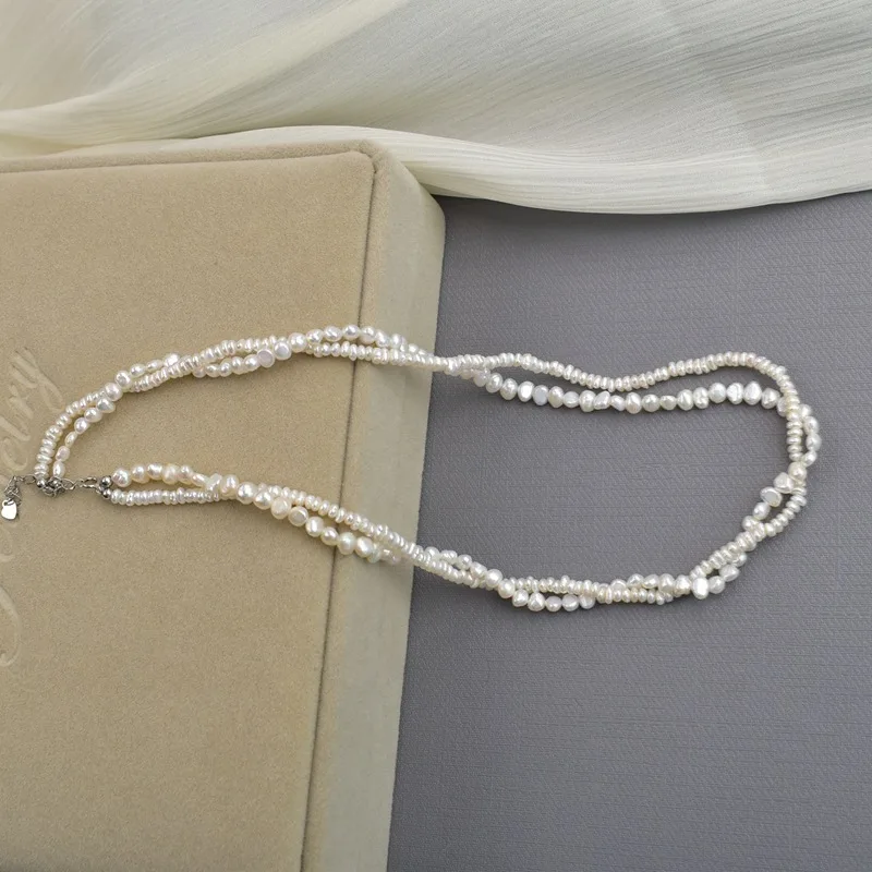 

925 Silver Double Layer Twisted Chain Necklace Women