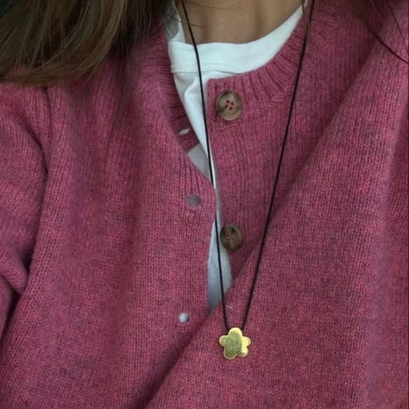 

Flower golden long rope necklaces for women sweater winter necklaces minimalist simple cute elegant jewelry 2025 Fashion