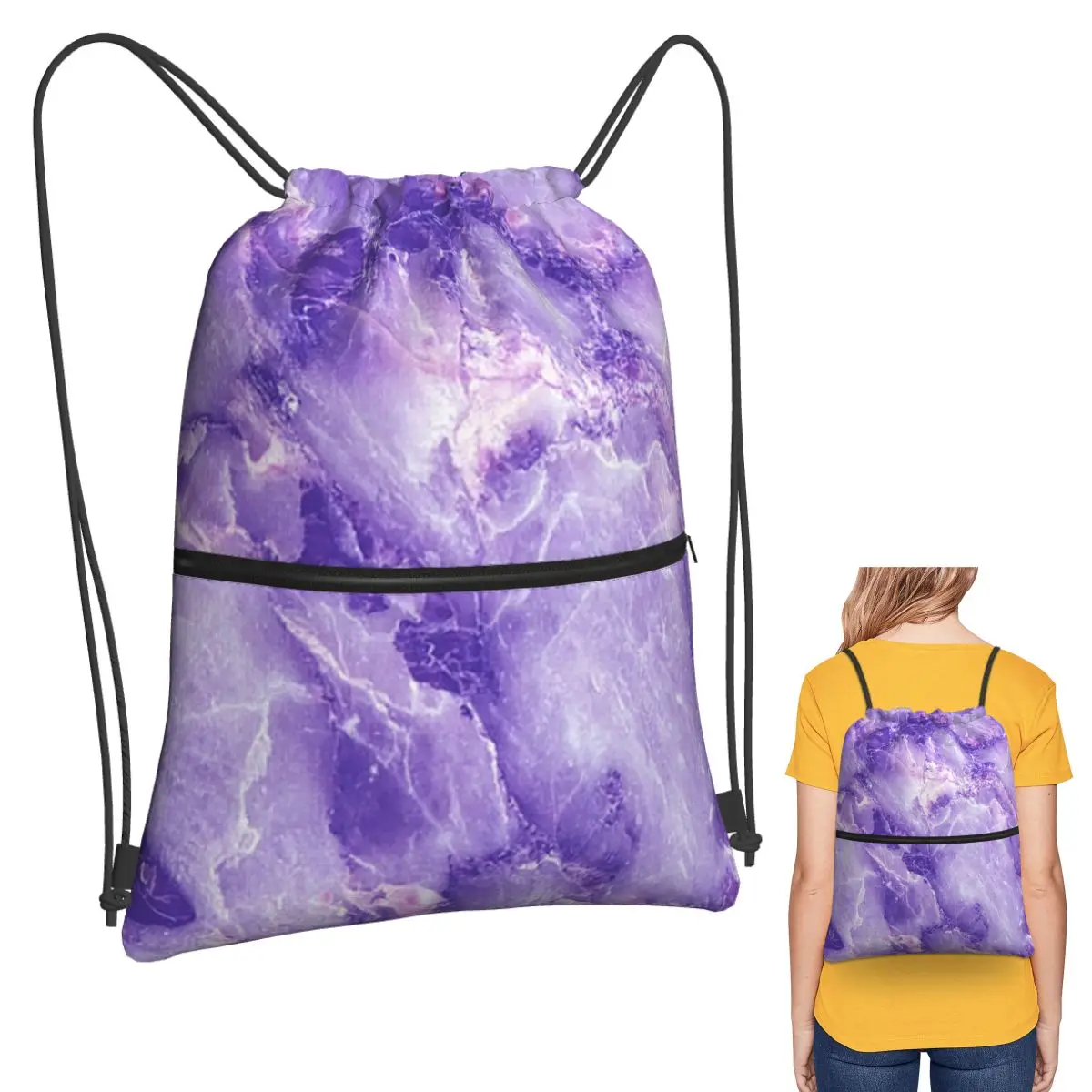 

MARBLE - PURPLE Backpacks Multi-function Drawstring Bags Sports Bag Book Bags for Travel Students