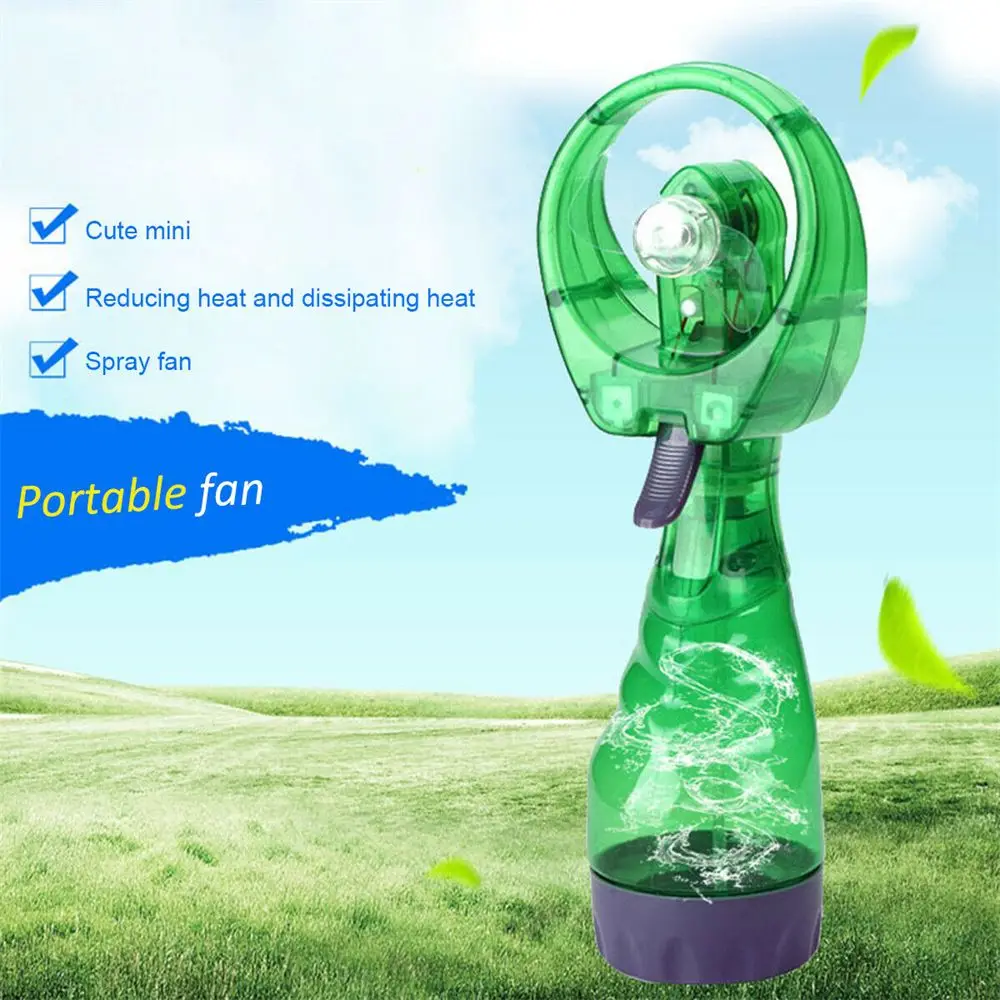 Portable Hand Held Battery Power Fan Air Water Mist Bottle Cooling Spray Office