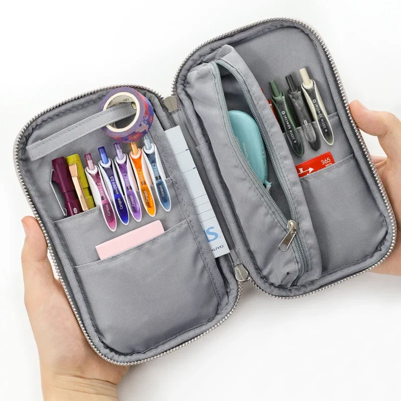 1pcs KOKUYO Large Capacity Cute Creative Pencil case Multifunctional Pencil Bags Student Plate Tray Box Corduroy Pencil Box