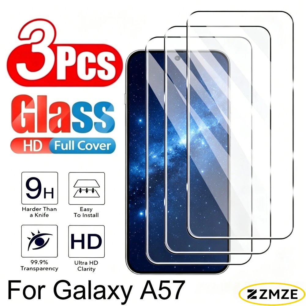 3Pcs Ultra Clear Screen Protector Galaxy A57 A56 A55 A37 A36 A35 Tempered Glass for Samsung A26 A25 A23 A17 A16 A15 A07 A06 A05