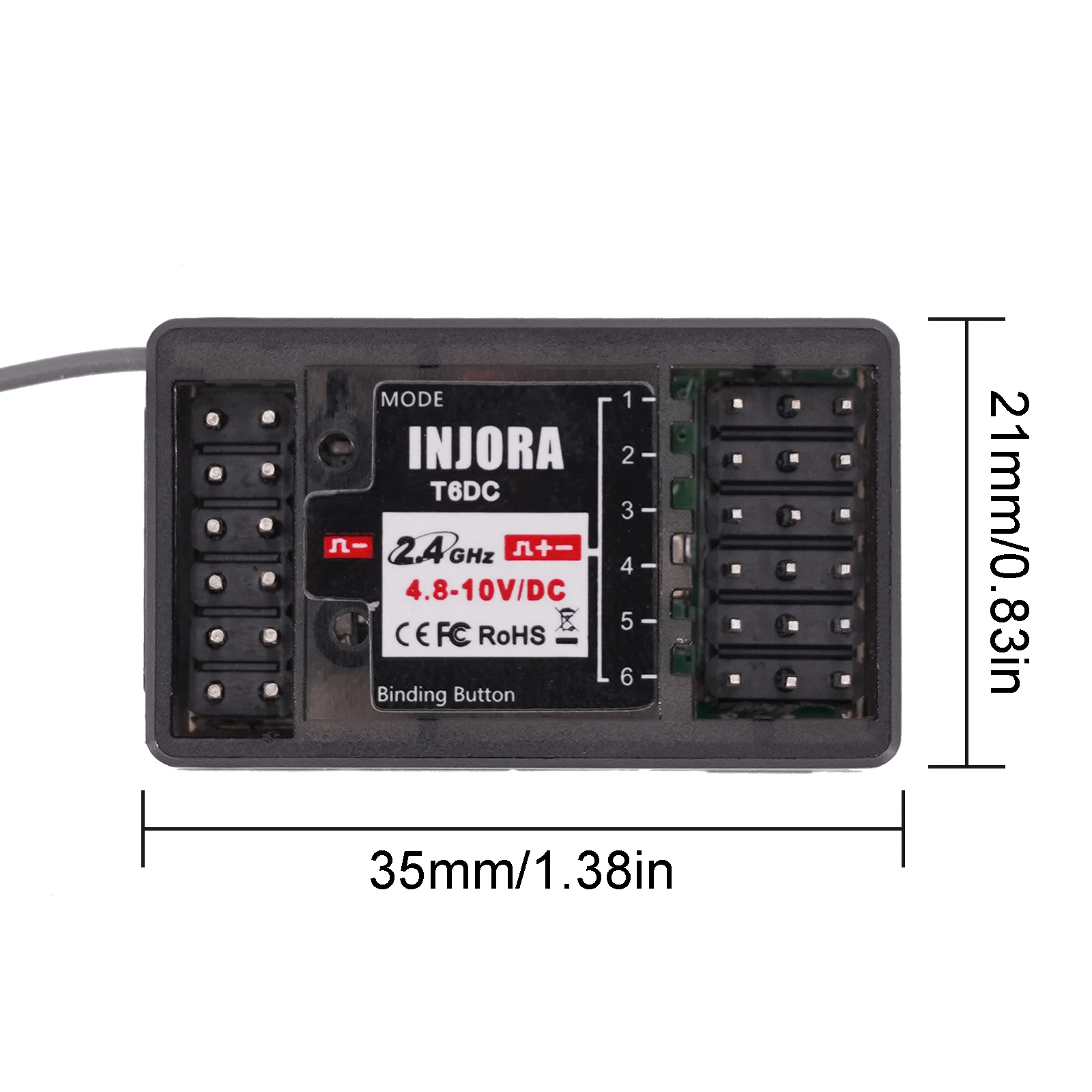 INJORA INT-T6M 2.4GHz Digital Radio Micro Transmitter Remote Control with 6CH Receiver for 1/24 1/18 RC Car