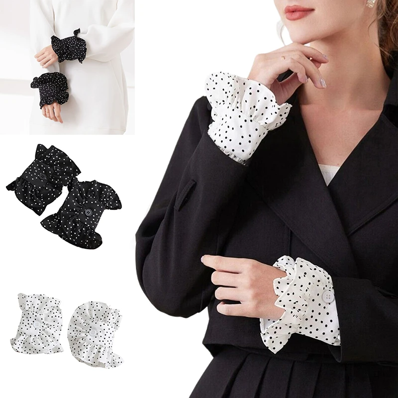 

Polka Dot Ruffle Manicure Sleeve For Nail Art Fake Pleated Cuff Manicure Photography Props Fake Sleeves Nails Accessories Charms