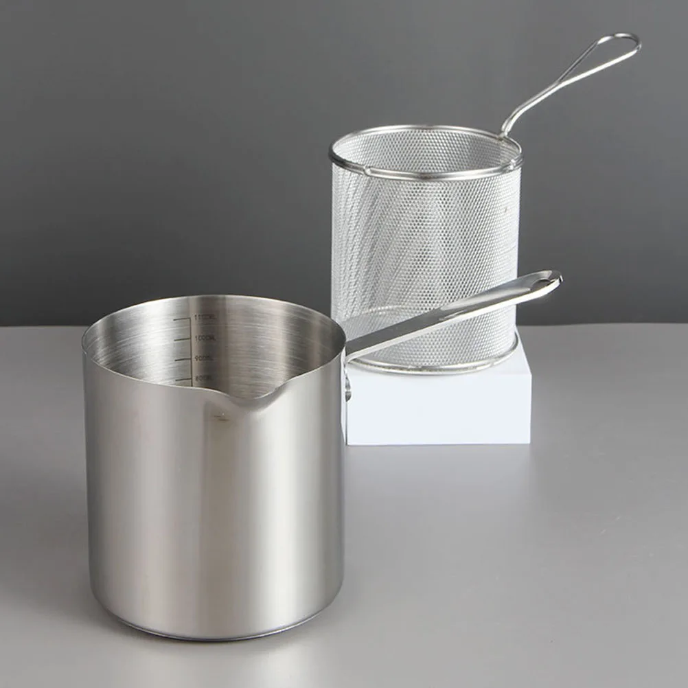 

Stainless Steel Frying Pot Deep Fryer Pan Fry Basket Mini Household Kitchen Supply Safe Efficient Fast Cooking Food
