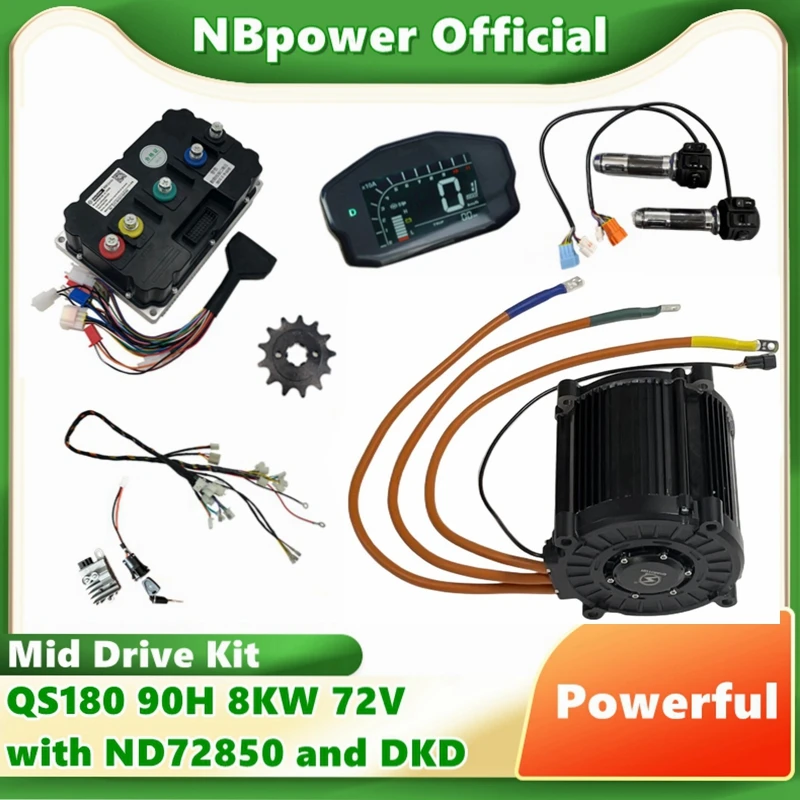 

QS180 90H 8000W High Power Mid Drive Motor For Electric Motorcycle Moped with Fardriver ND72850/ND721200/ND721800 Controller