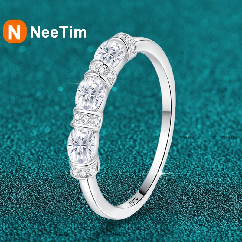

Женское кольцо NeeTim овальной огранки с муассанитом, стерлинговое серебро 925 пробы с покрытием из белого золота, свадебные кольца с бриллиантами и драгоценными камнями