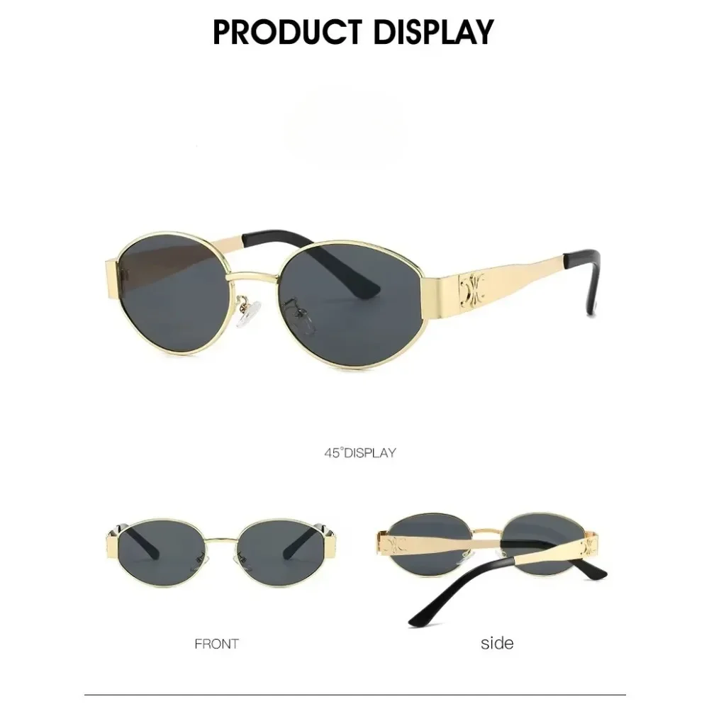 Luxury Metal Brand Sunglasses for Men and Women Unisex Designer Fashion Sun Glasses Oval Unisex Stylish Eyewear Shades image 6
