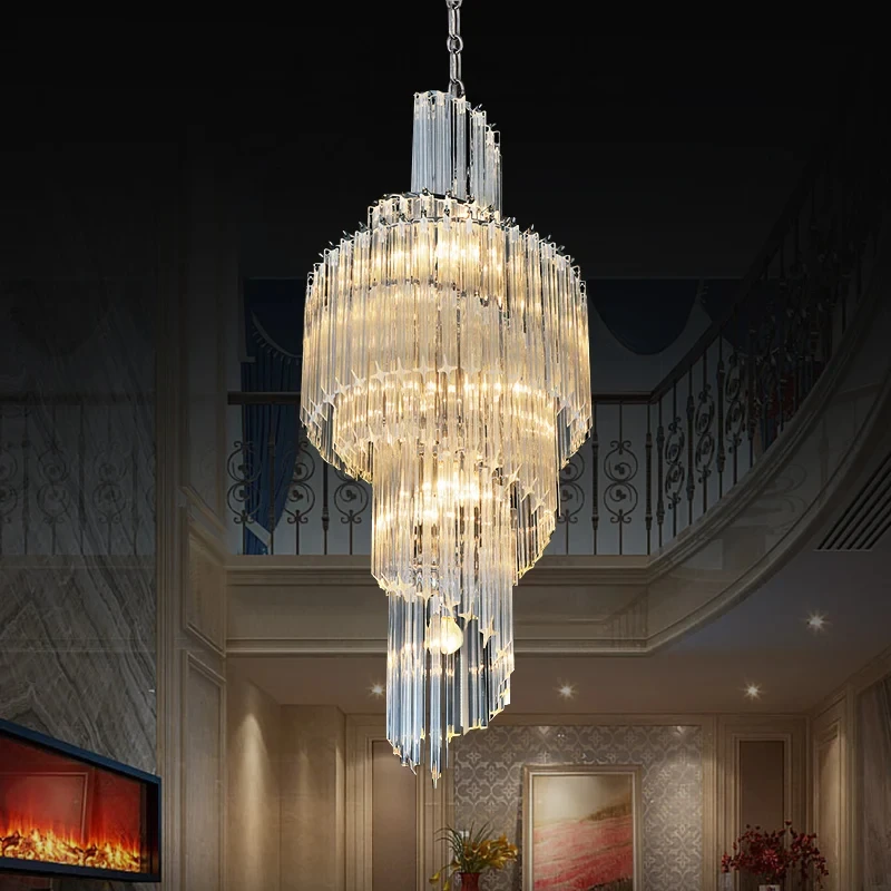 

Modern Crystal Chandelier Chrome Gold Ceiling Pendent Lamp For Living Room Lobby Hotel Lobby Home Decorations Lustres Droplight