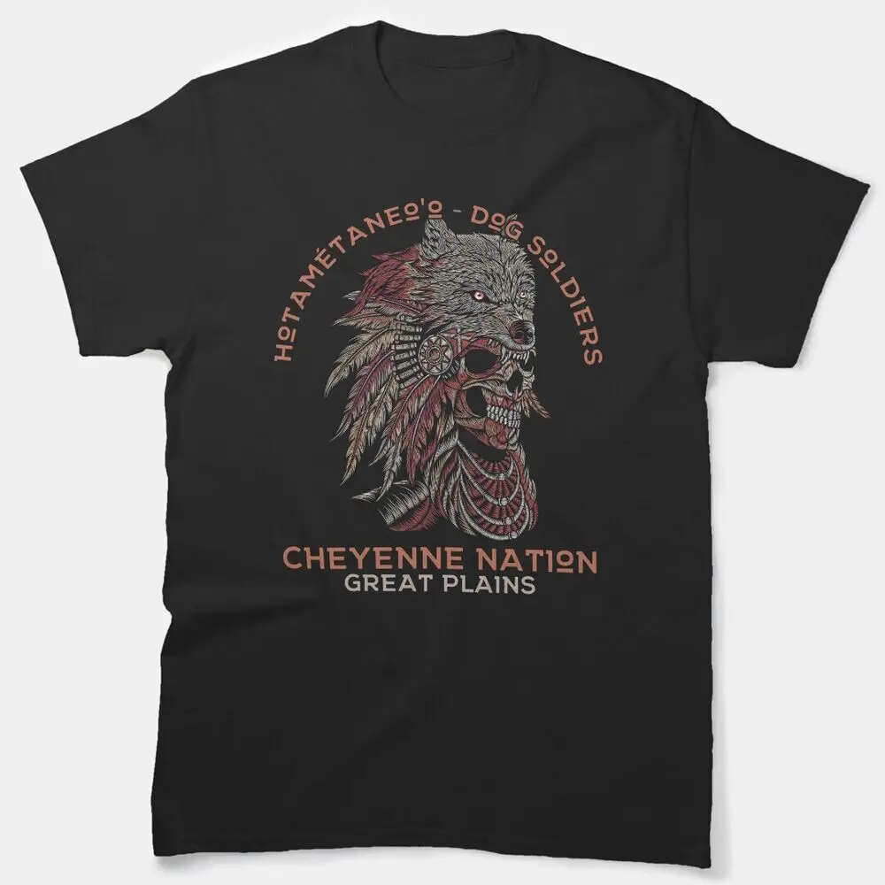 Soldier Dogs, Cheyenne Nation, Skull And Wolf Headdress Vintage T-Shirt, S-5XL  Unisex T-shirts for Men Women Summer  vintage