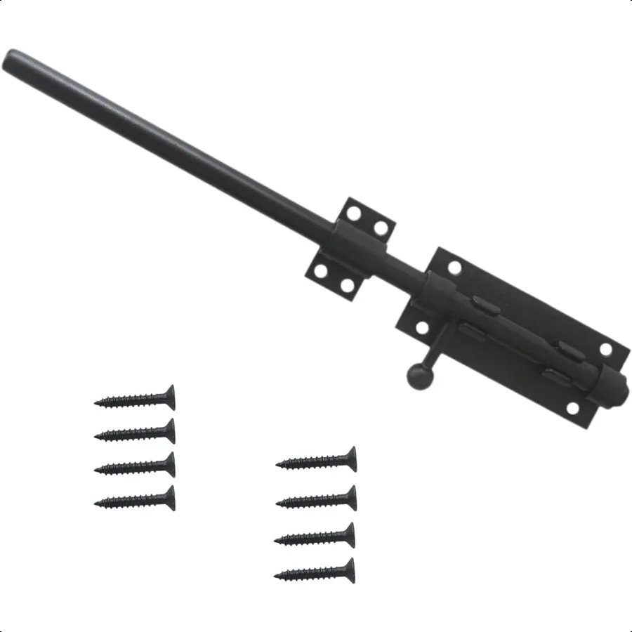 Kunci Pengaman Geser Baja Anti Karat 304 dengan Lubang Gembok, Ukuran 12 Inci, Hitam, Tugas Berat, untuk F